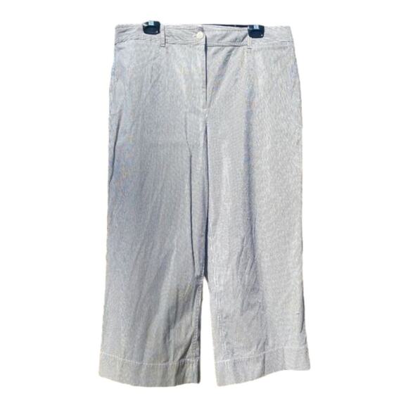 Talbots Wide leg Cropped Chino Blue and white striped‎ Size 12 - Picture 6 of 10